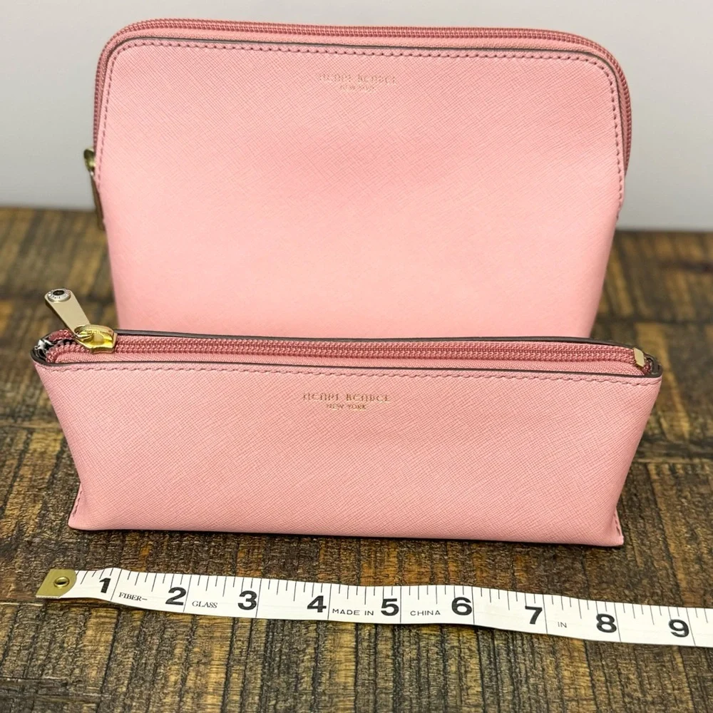Henri Bendel West 57th Cosmetic Case Set blush pink saffiano leather